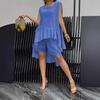 Женский комплект из двух частей из хлопка и льна, безрукавка с неровным оборчатым подолом и шортами на завязках, летний повседневный наряд