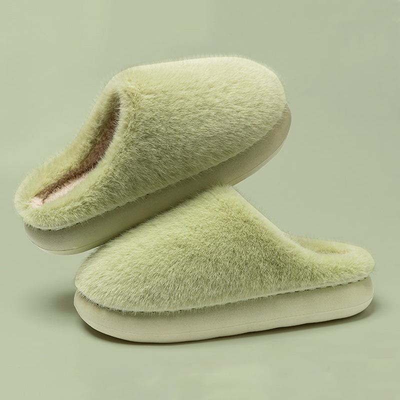 Женские домашние тапочки из искусственного меха, зимние однотонные, с мягкой подошвой, плюшевые, удобные, теплые, хлопковые тапочки с толстой подошвой