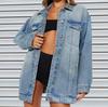 Европейская и американская свободная куртка Niuzi 2024 Новая модная стильная washed denim куртка с лацканами и длинным рукавом Amazon 3648