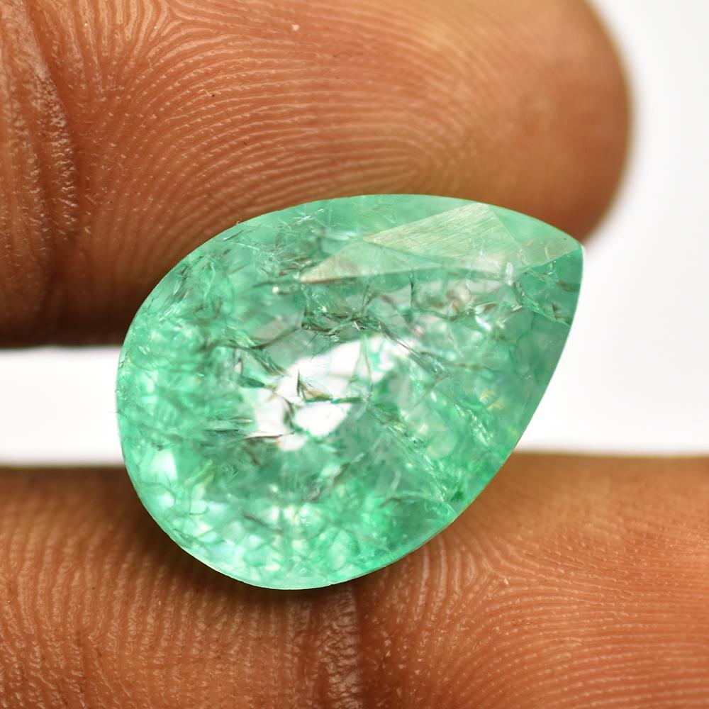 Natural Green Emerald Loose Gemstone Beauty Pear Shape 18.75 ct for Jewelry Making and Crafts
