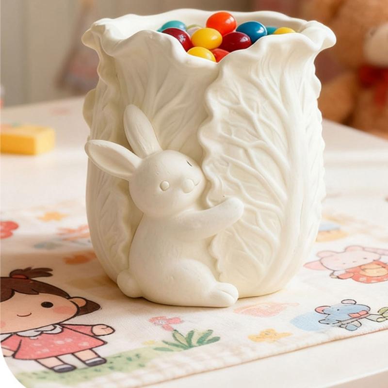 Прочная силиконовая форма в виде кроликов и капусты для смоляных шкатулок для украшений, маленьких кашпо и декоративных аксессуаров