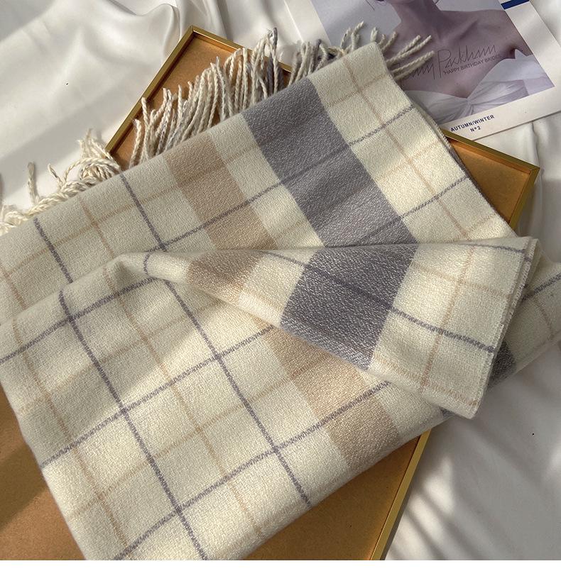 Женский классический клетчатый шарф - Имитация кашемира, Двусторонний согреватель для шеи, Шаль Осень/Зима 2023