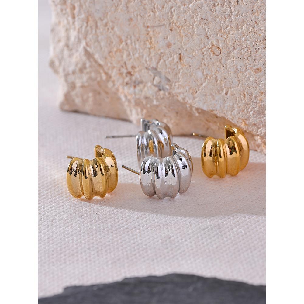 Eetit Отличительные металлические серьги C-образной формы с геометрическим рисунком, необычные серьги цвета золота, серебра, текстура, нержавеющая сталь, минималистичные ювелирные изделия, новинка