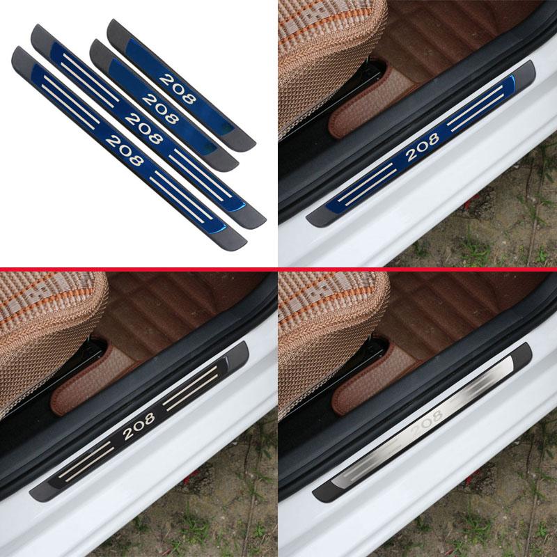 4 шт./компл. для Peugeot 208 2012-нержавеющая сталь, накладка на порог автомобиля, защитная крышка для педалей автомобиля