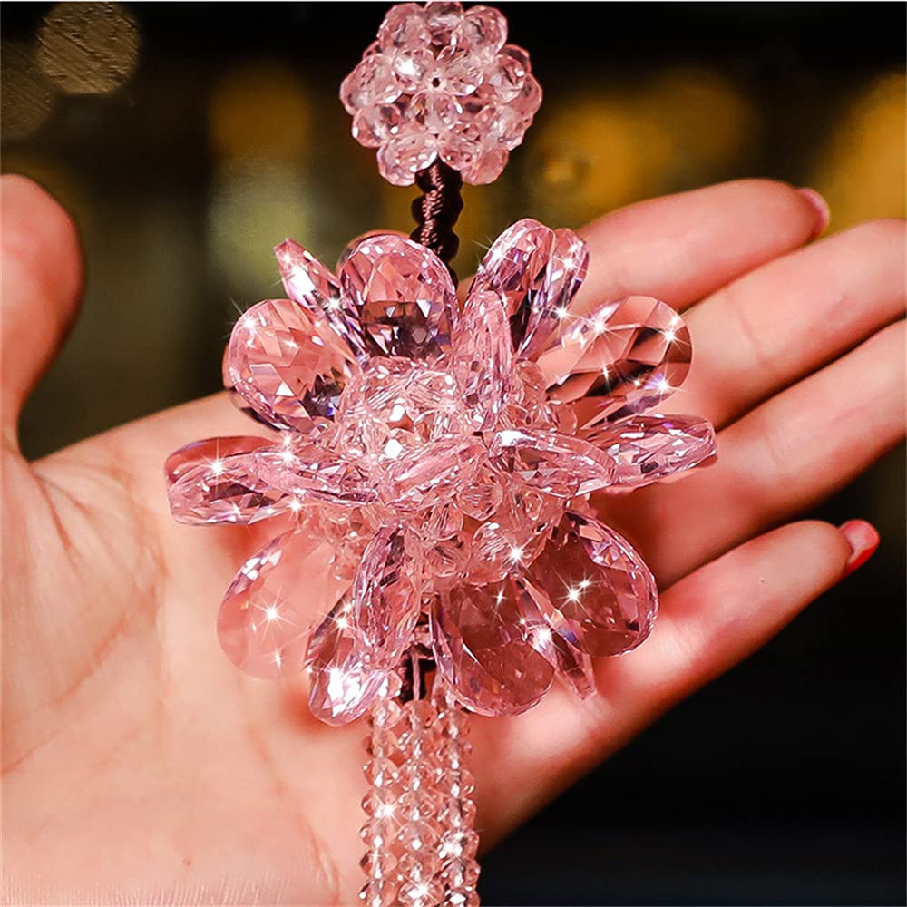 Автомобильный кулон, зеркало, украшение для салона автомобиля, подвесное украшение из кристаллов, подвеска для сумки, зеркало, хрустальная сумка (розовый)