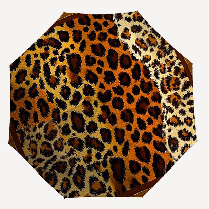 1PC Leopard Print Umbrella-8-Rib Reinforced Portable Folding Travel Suitable for All Seasons Outdoor Daily Use Is an Ideal Choice -K0359