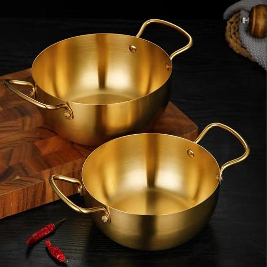 Yousheng Ramen Noodle Pot Fast Heating Two Handles Food Grade Stainless Steel Korean Ramen Noodle Cooking Pan Kitchen Gadgets