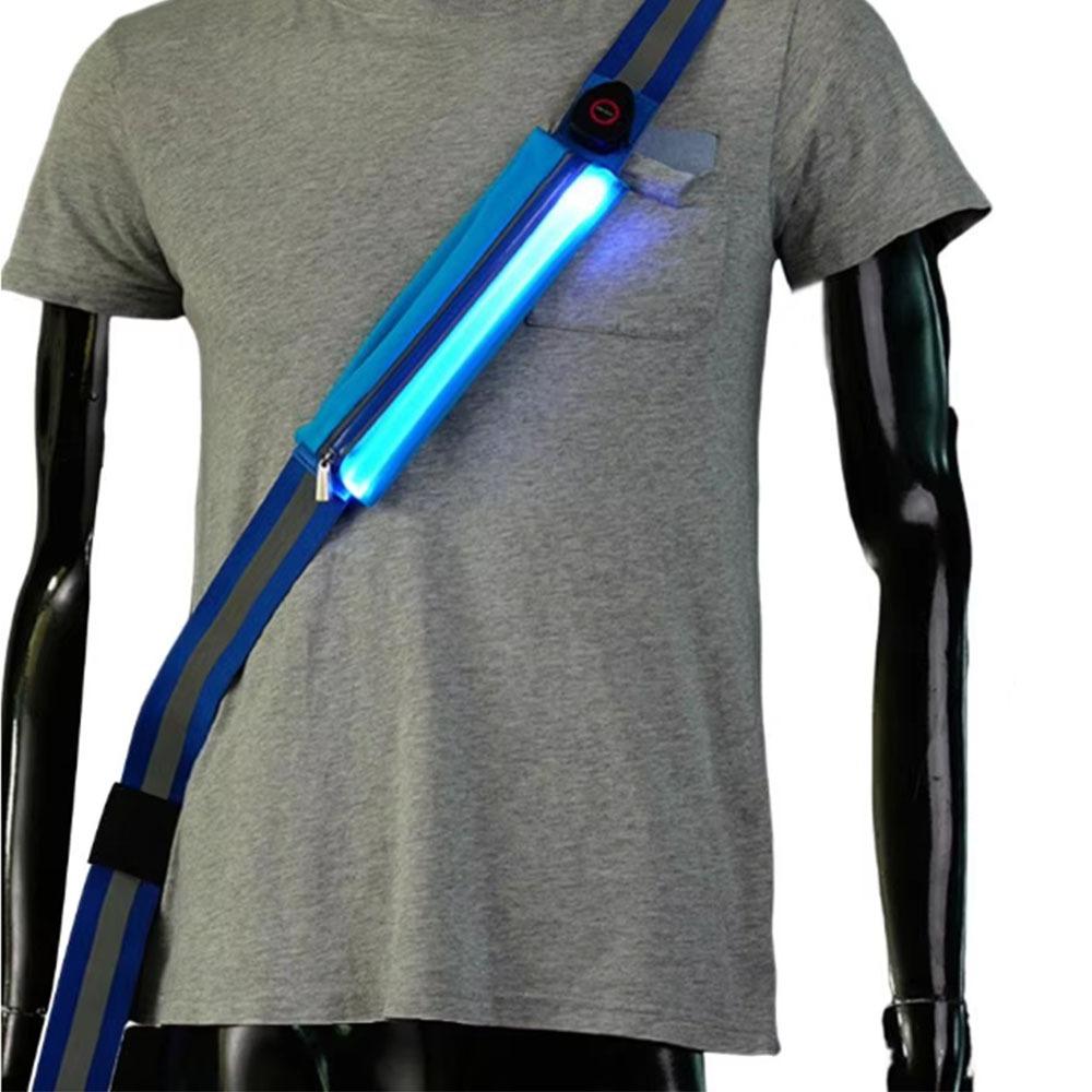 Night Safety Running Crossbody Bag Luminous LED Shoulder Straps Sport Reflective Belt Walking