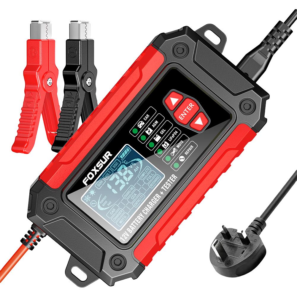 6A 12V Полностью автоматическое зарядное устройство для аккумулятора ЖК-дисплей Тестер AGM GEL Свинцово-кислотное зарядное устройство Импульсное восстановление Цифровое автомобильное зарядное устройство