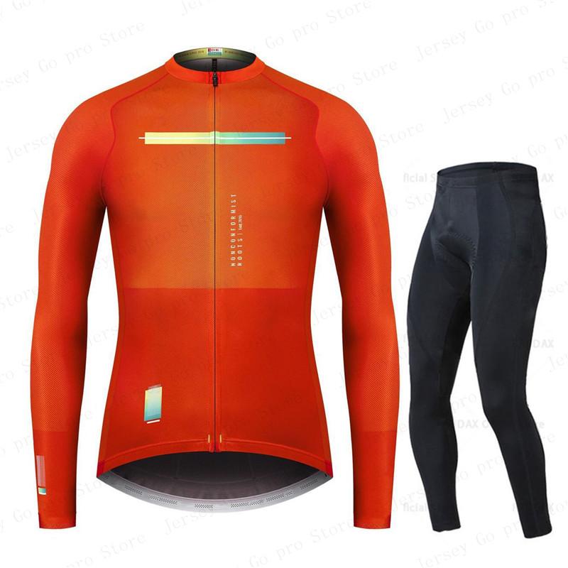 New Spring/Autumn Triathlon Men Long Sleeve Cycling Clothing Breathable Anti-UV Bicycle Jersey Set Wear Bib Pants Ropa Ciclismo