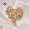 Women Brooch Pin Vintage Rhinestone Bow Pin, Bowknot Shape Alloy Lapel Secure Clasp Sweater Cardigan Coat Clothing Accessories, Fashion Jewelry