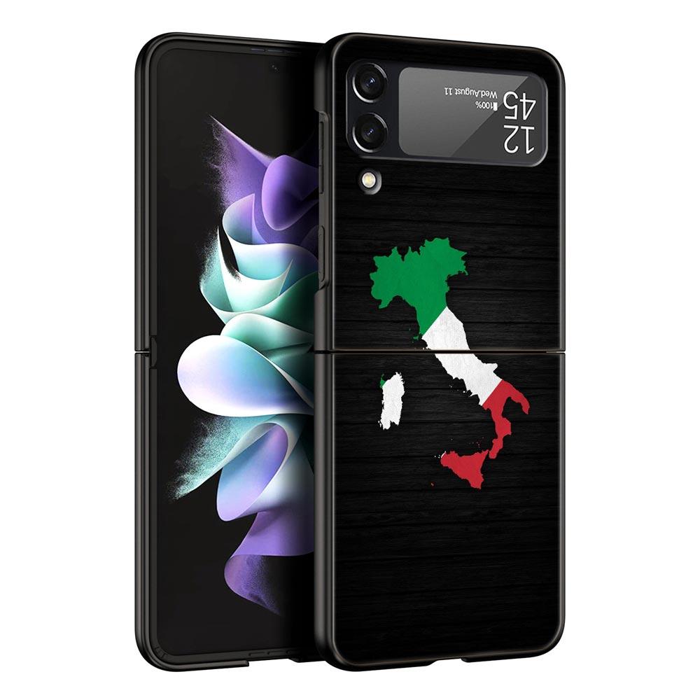 Чехол для телефона Samsung Galaxy Z Flip 3 4 5 6 7 Складной Черный Корпус Для Samsung Z Flip4 Flip5 ПК Жесткая Крышка Итальянский флаг