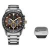 Серия Eco-Drive Трехглазый Хронограф Водонепроницаемый 100 метров Солнечный Кварц Стальной Ремешок Мужские Часы Коричневый Циферблат CA4456-83X