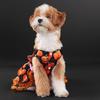 Comfortable Dog Apparel Halloween Pumpkin Dress, Black Lace Neck Outfit, Ruffled Jack-o-lantern Costume Autumn Pet Festive Party for Small Dogs