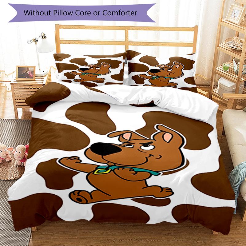 3pcs Scooby Doo Bedding Set Duvet Cover Closure Includes 1 Duvet Cover & 2 Pillowcases, Soft and Comfortable for All Seasons.