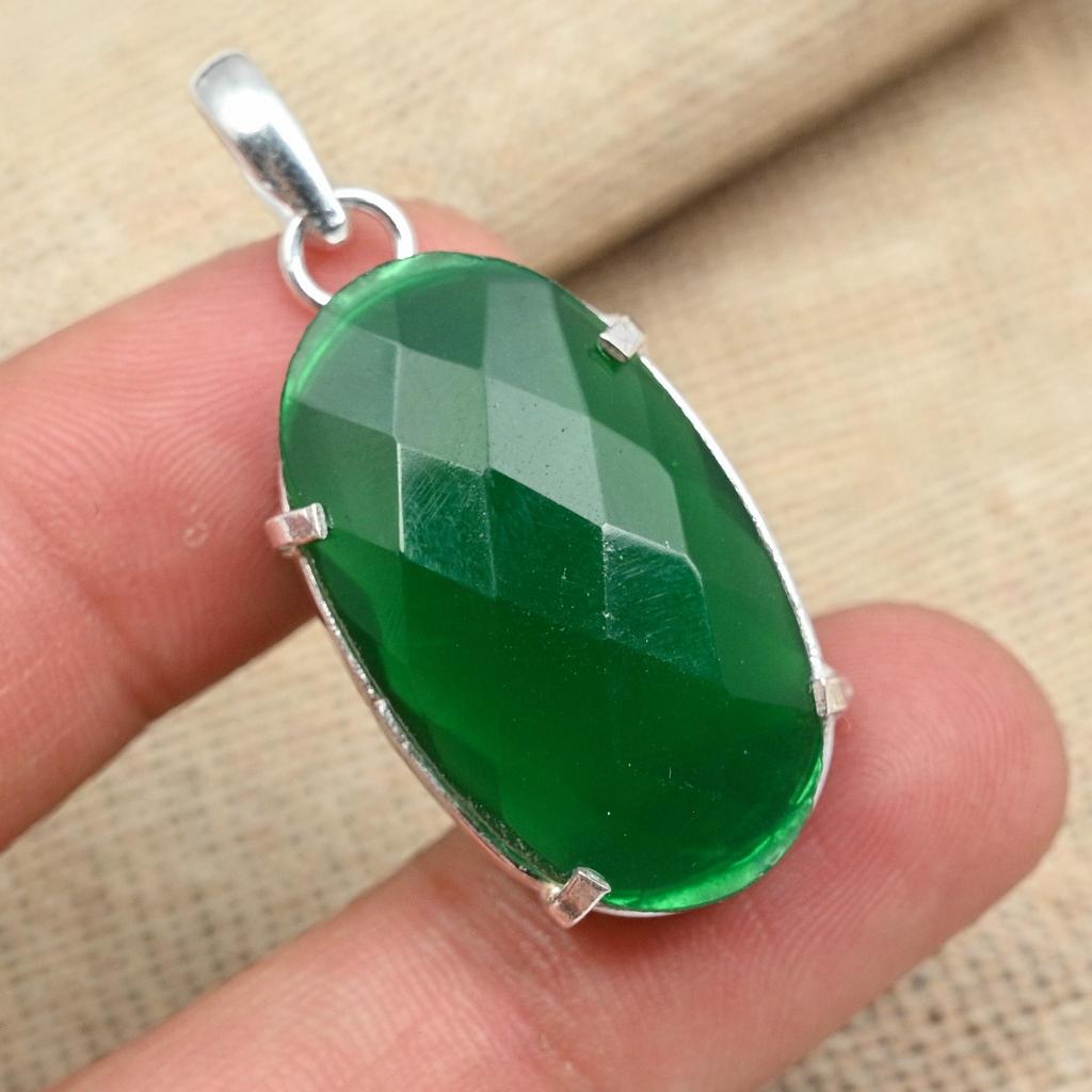 Ограненный зеленый оникс стерлингового серебра 925 пробы ручной работы красивые подвесные украшения для подарков