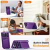 With Card Holder Sliding Camera Cover And Stand For iPhone 16 Pro Max Phone Case, Anti-Fall PC+TPU Wallet Case-Purple