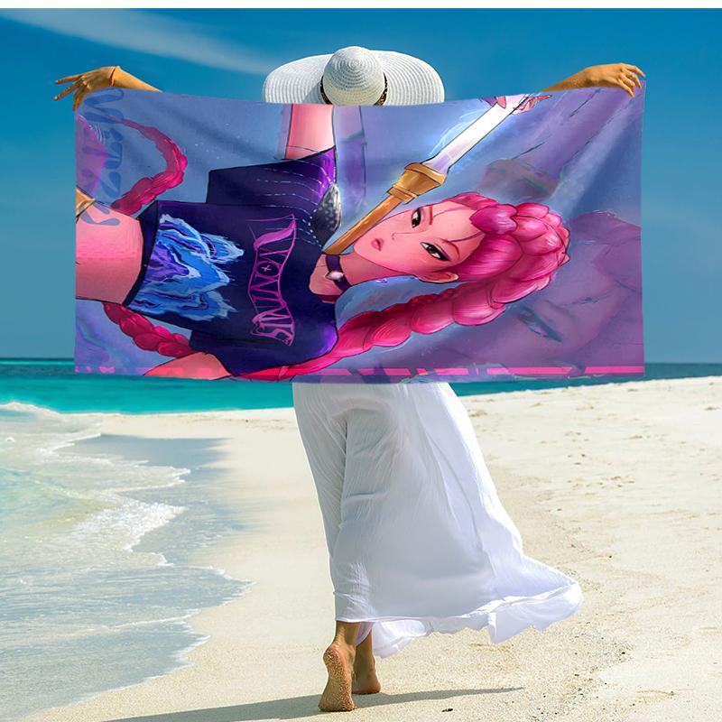 1pc KPop Demon Hunters MIRA2 Beach Towel, Comfortable and Thick, and Swimming/Bath/Picnic/Camping Towel, Suitable for Seaside Beaches