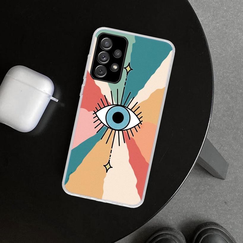 Счастливый Синий Сглаз Чехол для Телефона для Samsung Galaxy A12 A22 A32 A52 A72 A02S A51 A50S A31 A20S A10S Note 20 Ultra 10 Plus Ga