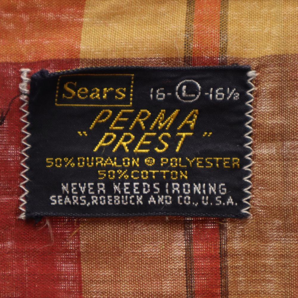 Sears Винтажная рубашка 60-х годов прямого кроя в клетку с длинным рукавом L Biggs Мужская Б/У