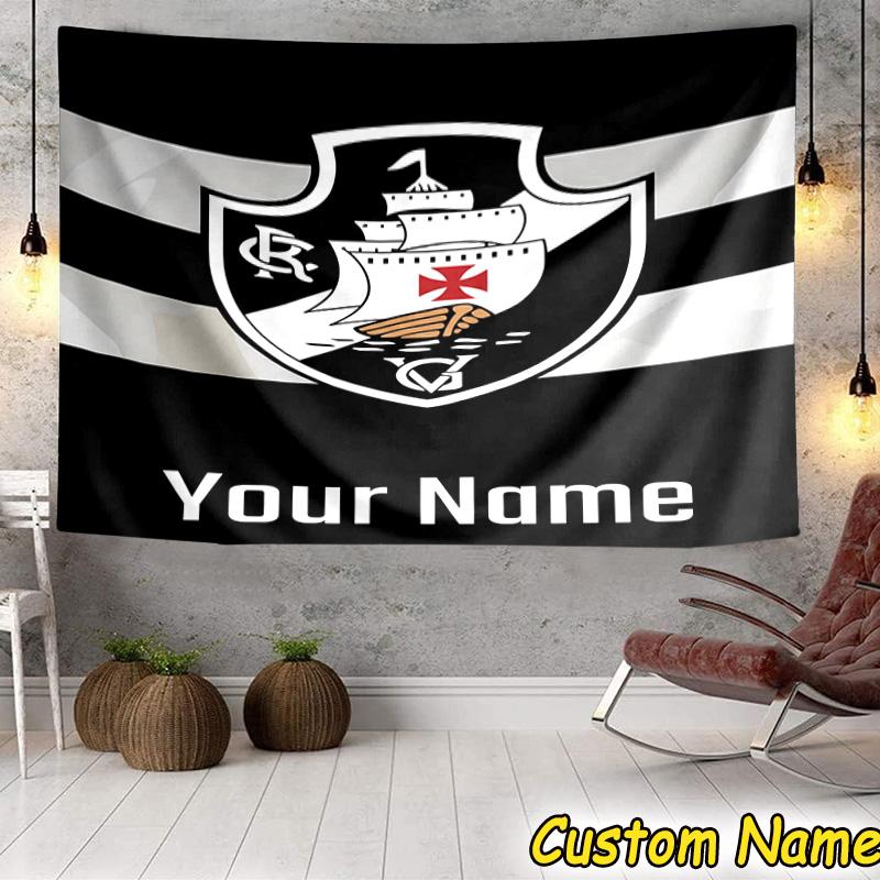 Custom Name Vasco Da Gama Crest Design Tapestry Room Decoration Wall Hanging for Living Room Bedroom, dormitory, Birthday and Christmas gifts