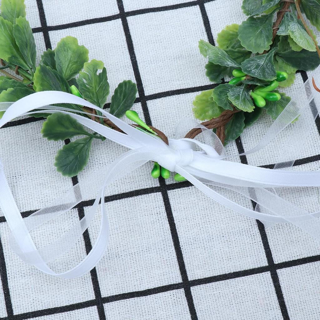 Frcolor Flower Crown, Hairband, Headpiece, Green Leaf, Flower Crown, Hair Ornament, Halloween, Christmas, Party, Wedding, Entrance Ceremony,