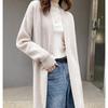 Вязаный женский кардиган осень-зима повседневный V-образный вырез средней длины пальто модный свободный однотонный офисный женский свитер