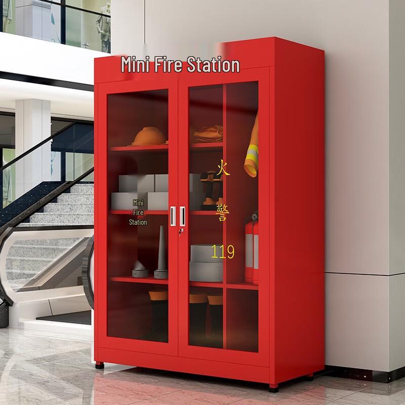 Red Two-Door Fire Extinguisher Cabinet