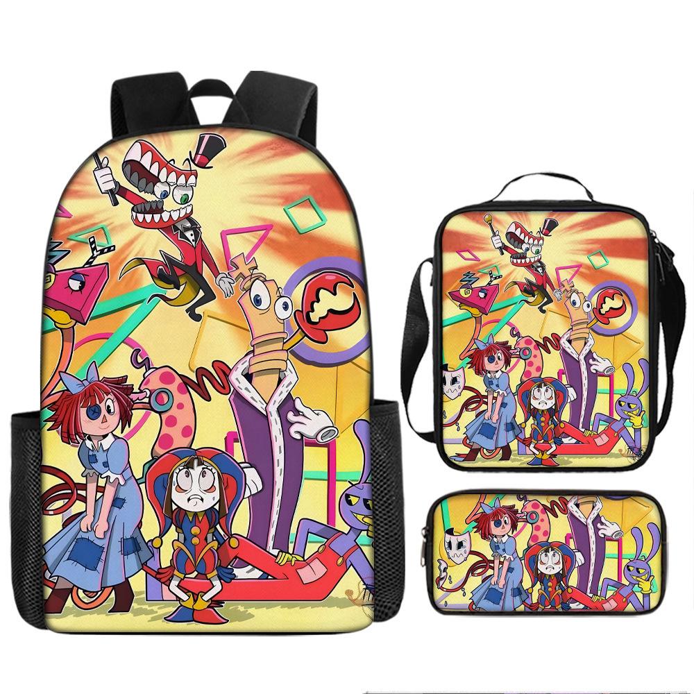 THE AMAZING DIGITAL CIRCUS Backpack Set of 3 Large Capacity School Bookbag Travel Daypack for Kids Teens Adults
