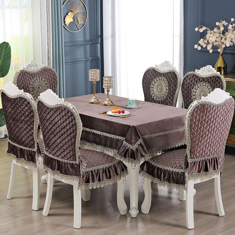 Роскошная фланелевая скатерть с кружевом, квадратная скатерть, вышивка, чехол на стул, подушка на обеденный стул для гостиной, кофейная скатерть