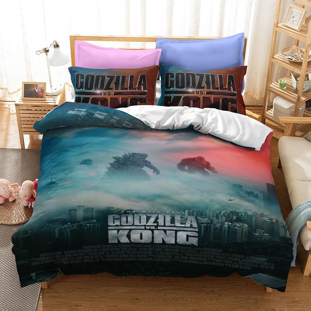 3D Printing Monsters G-Godzillas Bedding SetVS KingKongs Duvet Cover Set with Pillowcase 2/3pcs Quilt covers Twin Queen Single