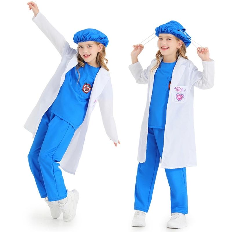 Doctor Role Play Dress Up Kit Doctor Pretend Play Costume with Stethoscope Doctor Coat Kit Halloween Doctor Costumes