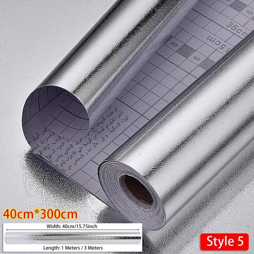 1 Roll Aluminum Foil Oil-proof Wallpaper High Temperature Cabinet Contact Paper  Home Kitchen