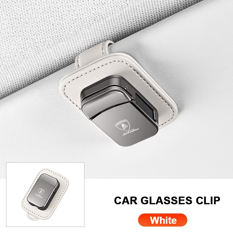 Car Interior Eyeglass Hanger Clip, Magnetic Leather Sunglasses Holder Vehicle Storage For Lamborghini Urus Huracan Aventador HH70