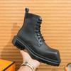 Модная мужская деловая обувь челси черного цвета на толстой подошве, прочная, модная, брендовые ботинки с большой головкой, уличные тренировочные рабочие ботинки, мужские размеры 38-45