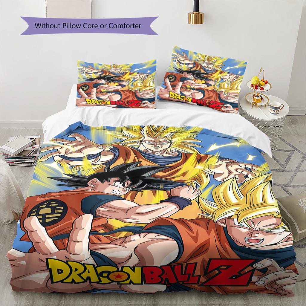 Dragon Ball Energy Themed Bedding Set Soft Microfiber Duvet Cover Durable Breathable for Bedroom Hotel