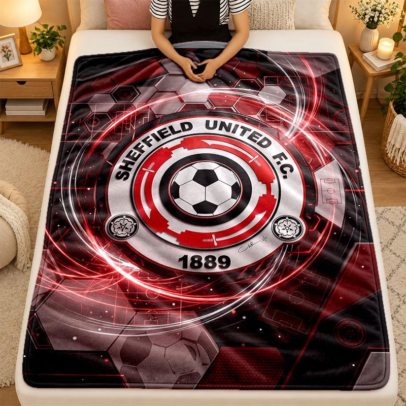 Flannel BlanketSheffield United Football Warm Soft Throw Blanket for Indoor Sofa Bed Living Room Use