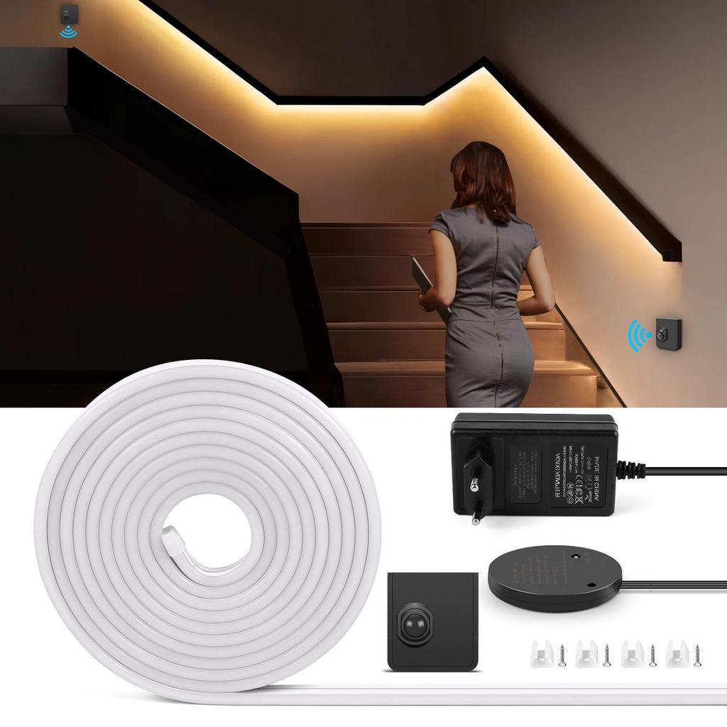 Настоящая силиконовая трубка 24 В неоновая светодиодная лента портативный датчик движения PIR переключатель DIY шкаф спальня лестница ночная подсветка