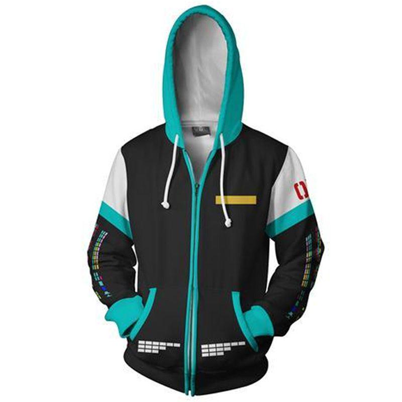 Мику Аниме Хатсунэ Вокалоид Толстовка на молнии Костюм для косплея Куртка Пальто