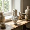 Скульптурные статуэтки Короны из Роз, 3D-печатный бюст Леди с повязкой на глазах, Белый Цветочный Вуаль, Художественные Фигурки для Полок, Женская Статуя, Настольный
