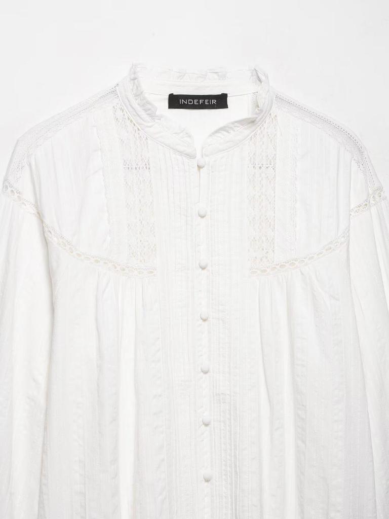 Spring 2026 Lace Trim Ruffle Shirt - European & American Style