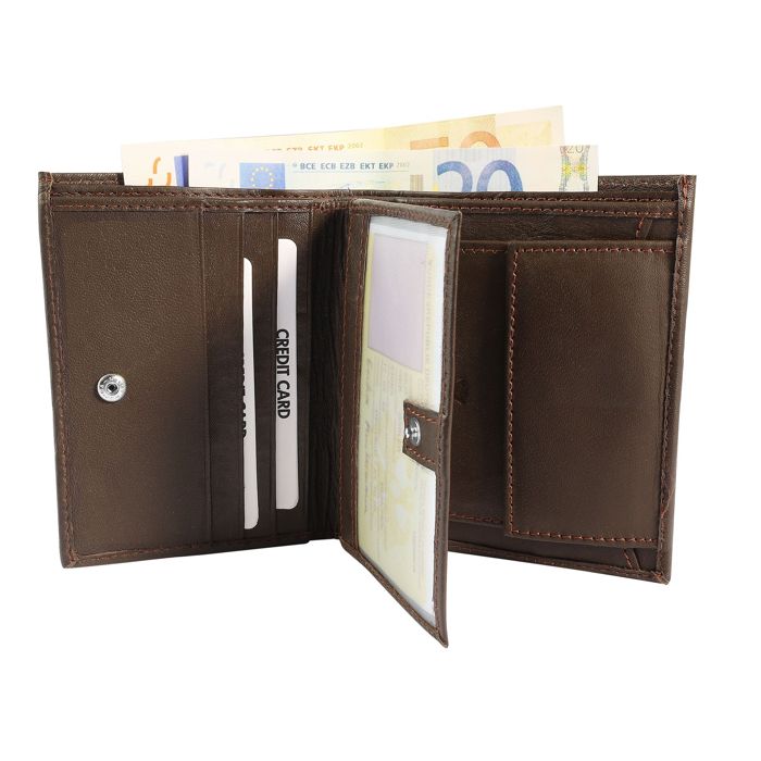 Portefeuille - Steinmeister - Cuir véritable mouton - Format vertical compact - 6 emplacements cartes