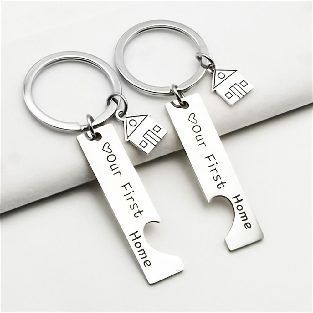 Stainless Steel Lovers Keyring Our First Home House Keyring Fashion Couple Keychain Lovely Gift