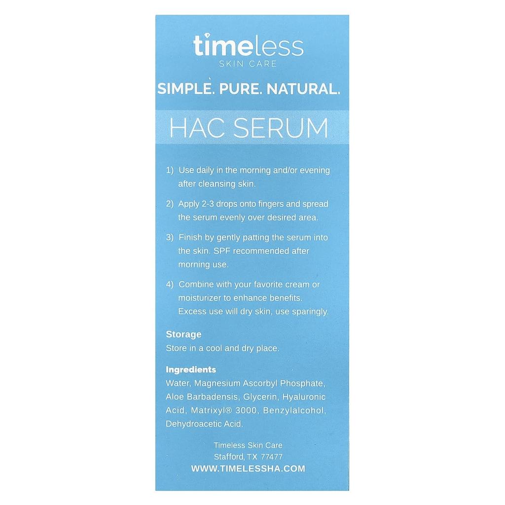 Timeless Skin Care, сыворотка с гиалуроновой кислотой, 1 жидкая унция (30 мл)