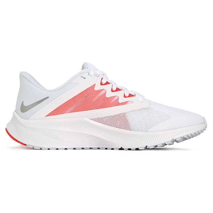 Nike Quest 3 White Bright Crimson Women Sneakers Metallic-Silver Football-Grey CD0232-105