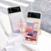 Чехол для Samsung Galaxy Z Flip 4 3, браслет с рисунком заката и пляжа, прозрачный противоударный жесткий чехол для Samsung Zflip4 Flip3, чехол