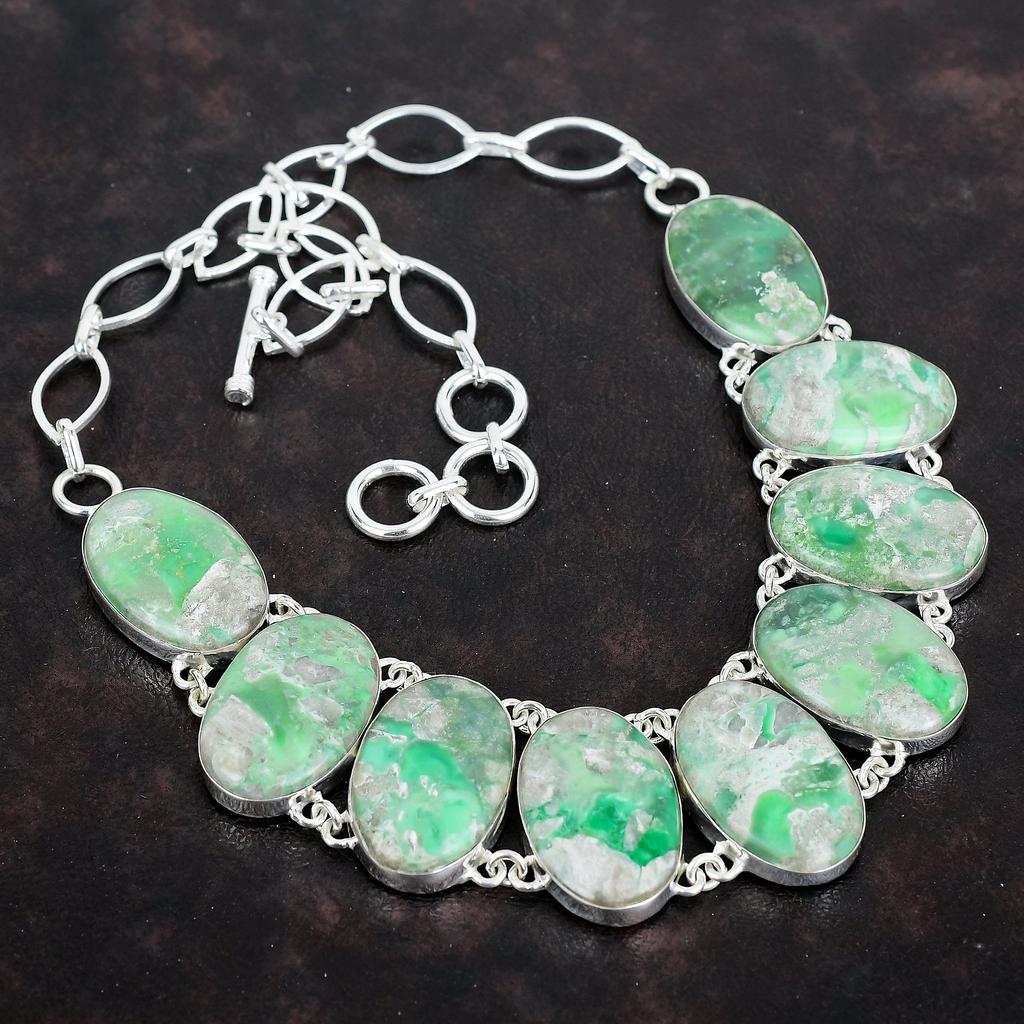 Ожерелье из варисцита, оригинальное ожерелье из драгоценных камней, ожерелье из стерлингового серебра 925 пробы, регулируемая цепочка, элегантные украшения ручной работы, свадебные подарки