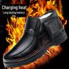 Мужские зимние кожаные ботинки с электроподогревом - перезаряжаемые хлопковые походные ботинки