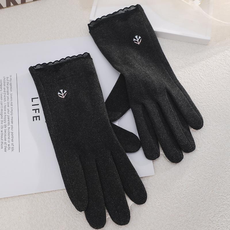 Теплые женские перчатки с узором «тысяча птиц», элегантные, для улицы, для верховой езды, холодо- и ветрозащитные, однослойные кружевные перчатки для весны и осени