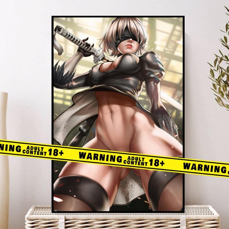 Видеоигра Холст Плакат Декоративная Живопись Сексуальный 2B Wall Art HD Печать Без Цензуры Для Взрослых Большой Размер Домашней Настенной Живописи